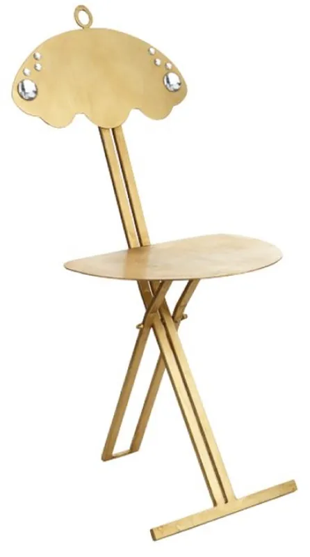 Casa Padrino sedia pieghevole di lusso oro 42 x 32 x A. 88 cm - Sedia in metallo con vetro cristallo Swarovski - Mobili di Lusso Neue Kollektion
