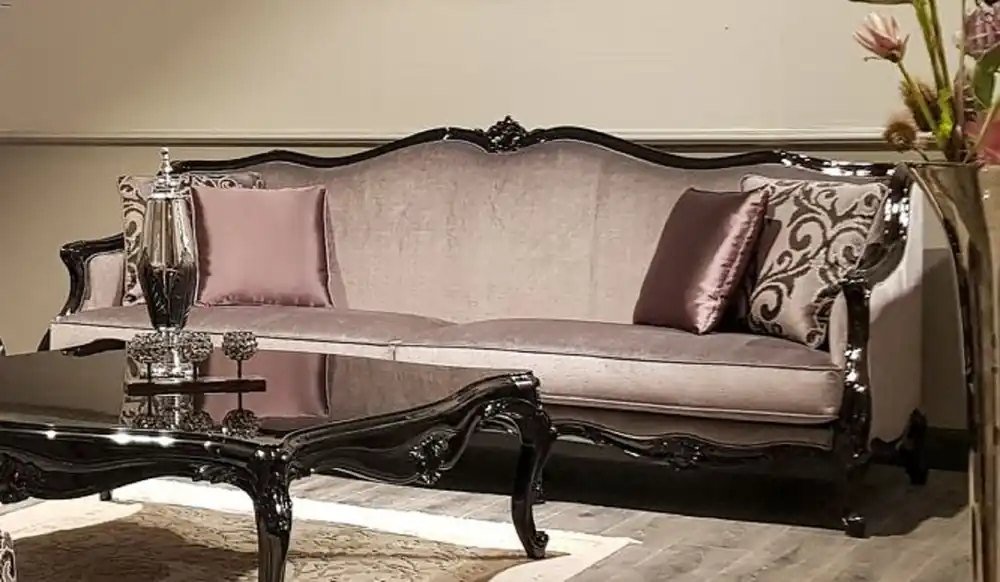 Casa Padrino divano barocco di lusso rosa / nero - Magnifico divano da soggiorno - Mobili da soggiorno in stile barocco - Qualità di Lusso Neue Ware