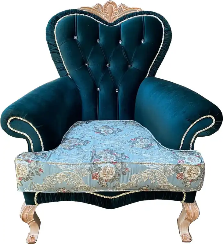Casa Padrino poltrona barocco di lusso turchese / verde / crema - Magnifica poltrona da soggiorno con motivo floreale elegante e strass - Mobili da soggiorno in stile barocco Billig