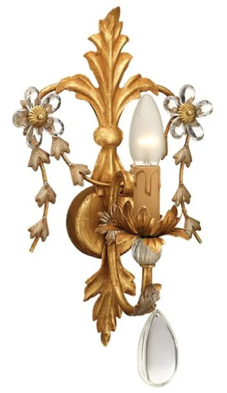 Angebot Casa Padrino lampada da parete di lusso in cristallo barocco oro antico 24 x 15 x A. 38 cm - Elegante lampada da parete in metallo con nobile vetro di Boemia - Luci Barocche