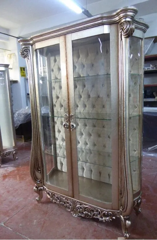 Casa Padrino vetrina gabinetto barocco di lusso argento - Vetrina fatto a mano in legno massello con 2 ante in vetro - Magnifici mobili barocchi Heißes Angebot