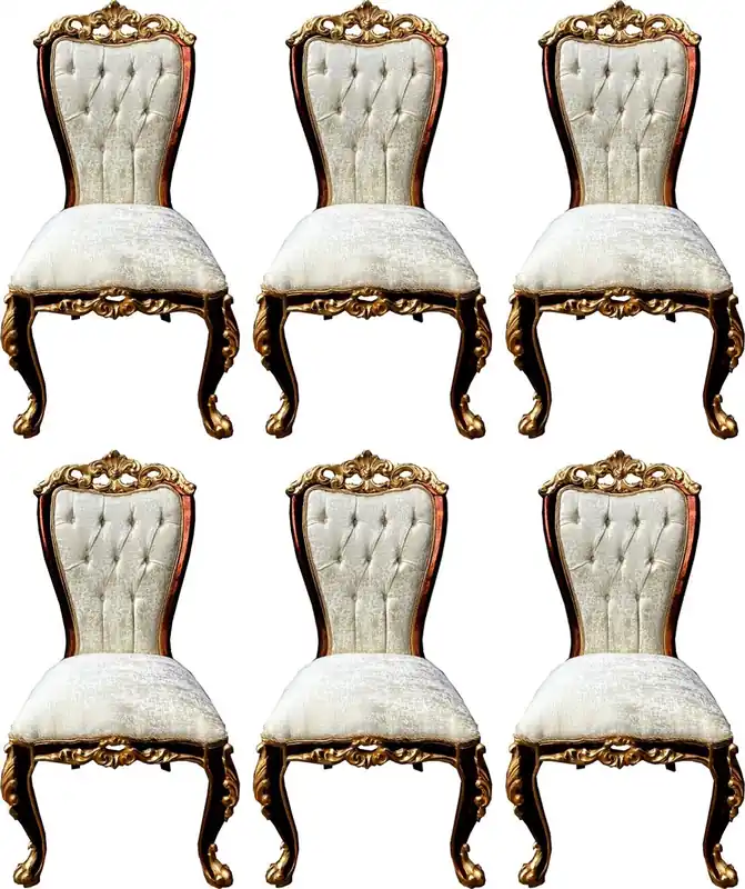 Angebot Casa Padrino set di sedie per sala da pranzo barocco di lusso crema / marrone / oro - 6 Sedie da cucina fatta a mano in stile barocco - Mobili per sala da pranzo barocco - Nobili e Magnifico