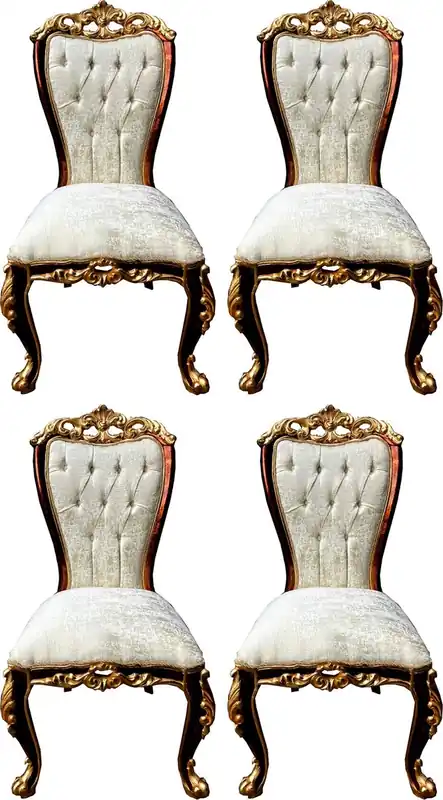 Neue Ware Casa Padrino set di sedie per sala da pranzo barocco di lusso crema / marrone / oro - 4 Sedie da cucina fatta a mano in stile barocco - Mobili per sala da pranzo barocco - Nobili e Magnifico