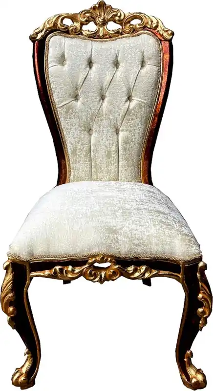 Solange Der Vorrat Reicht Casa Padrino sedia da pranzo barocco di lusso crema / marrone / oro - Magnifico sedia da cucina in legno massello - Mobili da pranzo barocchi
