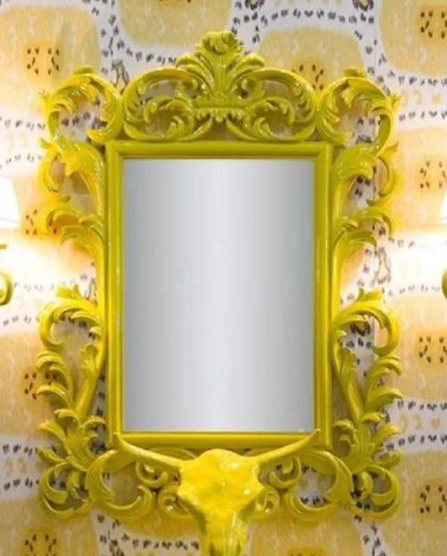 Neuheit Casa Padrino specchio barocco di lusso giallo - Specchio da parete fatto a mano in stile barocco - Magnifici accessori di decorazione barocco
