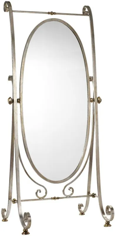 Casa Padrino specchio da terra Art Nouveau di lusso argento / oro - Specchio da camera da letto ovale - Mobili per Camera da Letto Barocco e Art Nouveau Geprüft