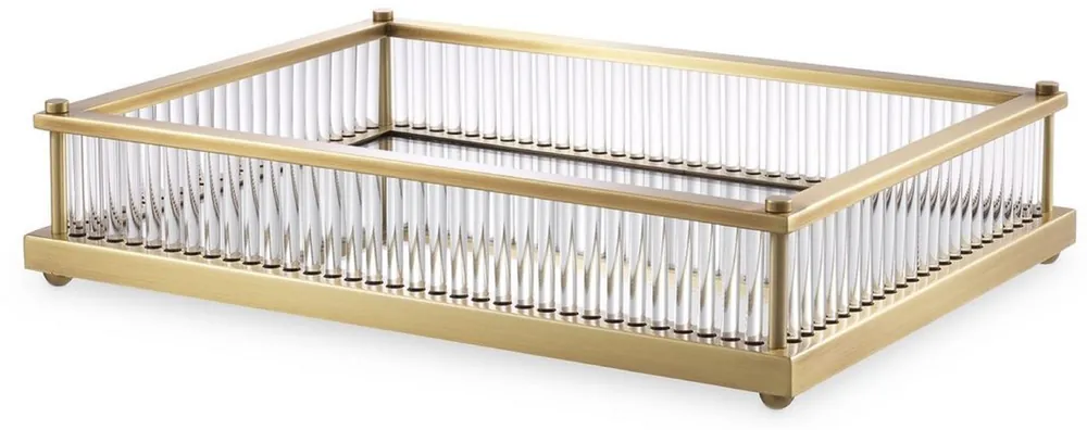 Casa Padrino vassoio da portata di lusso ottone antico 39,5 x 28,5 x A. 9 cm - Vassoio in acciaio inox specchiato - Accessori gastronomia di lusso Beliebt