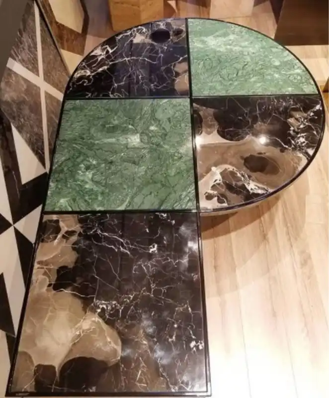 Top-Angebot Casa Padrino tavolo da salotto di lusso verde / marrone / nero 135 x 90 x A. 40 cm - Tavolo da soggiorno moderno con piani in marmo - Mobile soggiorno di lusso
