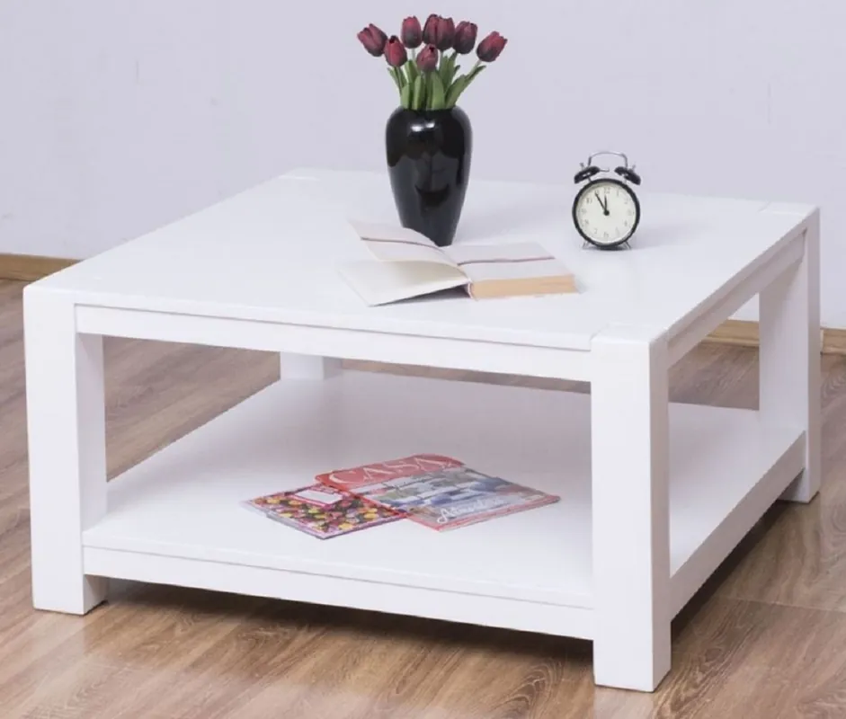 Casa Padrino tavolino da caffè in stile country bianco 90 x 90 x A. 45 cm - Tavolo da Soggiorno in Legno Massello - Mobili in Stile Country Nur Für Kurze Zeit
