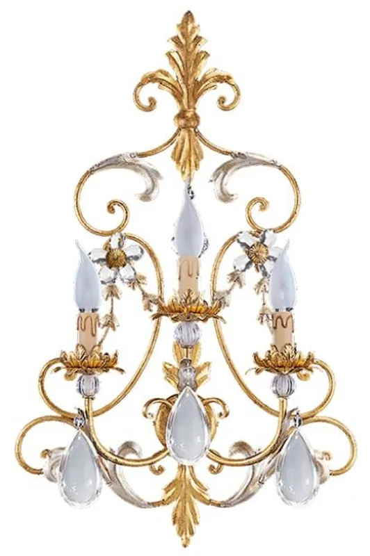 Casa Padrino lampada da parete di lusso in cristallo barocco oro / argento antico 44 x 19 x A. 68 cm - Elegante lampada da parete in metallo con nobile vetro di Boemia - Luci Barocche Abverkauf