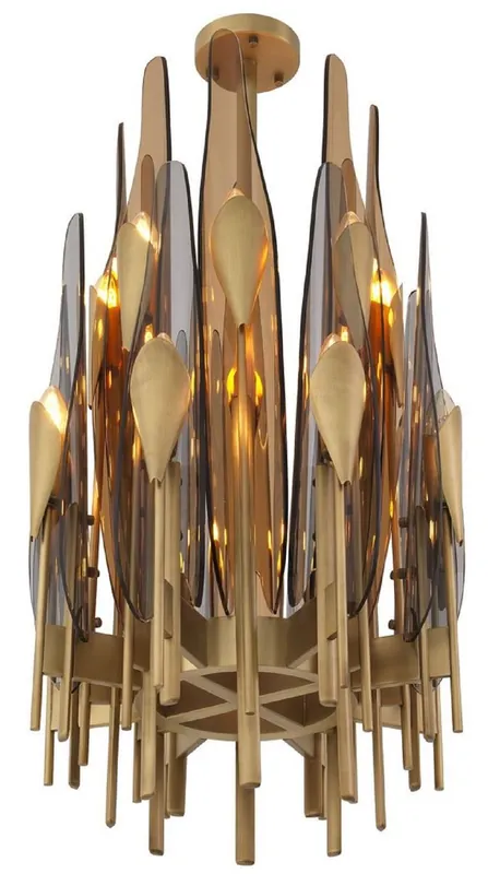 Preis Gesenkt Casa Padrino lampadario di design ottone antico / ambra / grigio Ø 45 x A. 80 cm - Lampadario Soggiorno - Lampadario Hotel - Qualità di Lusso