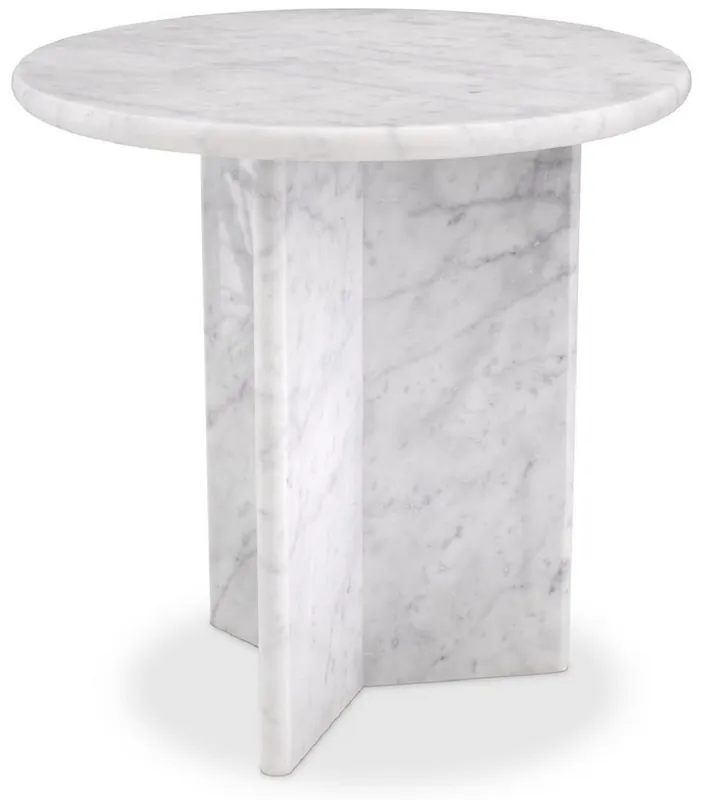 Geprüft Casa Padrino tavolino di lusso bianco Ø 45 x A. 45 cm - Tavolino rotondo in marmo di Carrara di alta qualità - Mobili in marmo di lusso