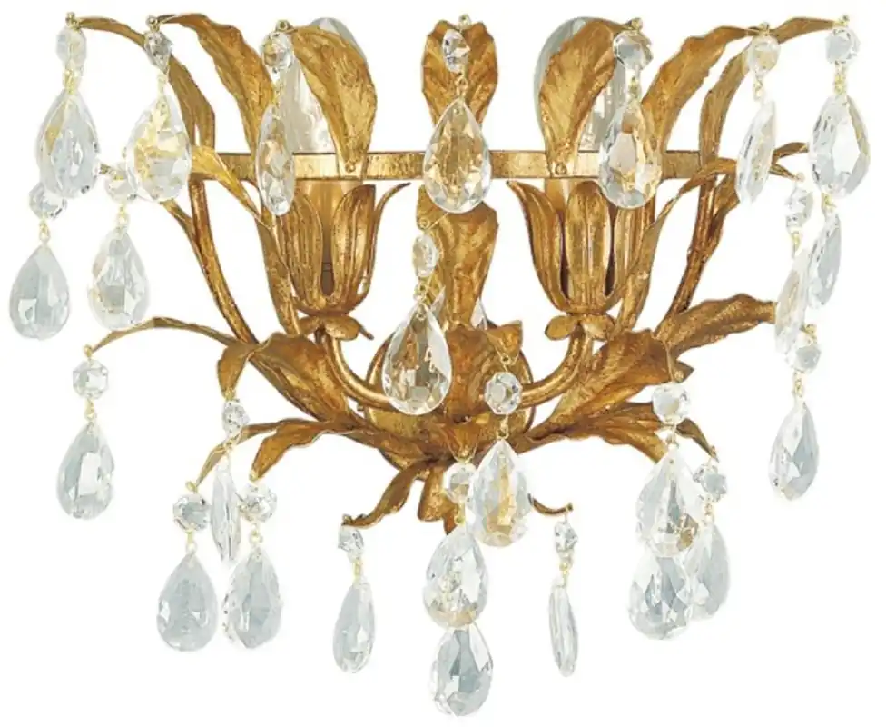 Casa Padrino lampada da parete di lusso in cristallo barocco oro antico 32 x 20 x A. 25 cm - Elegante lampada da parete in metallo con finissime perle di vetro - Luci Barocche Garantierte Lieferung