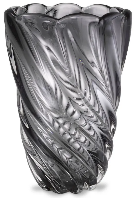 Casa Padrino vaso di vetro decorativo di lusso grigio Ø 20,5 x A. 29 cm - Vaso di Fiori Soffiato a Mano - Accessori di Decorazione di Lusso Preisreduziert