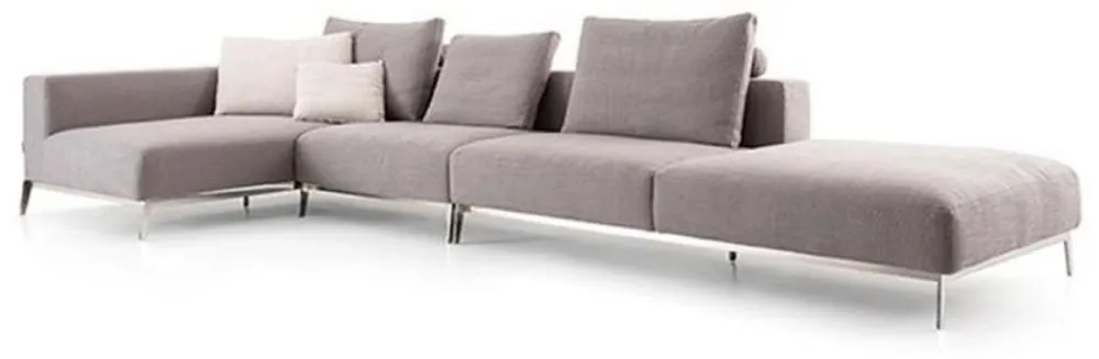 Casa Padrino divano di lusso grigio / argento 400 x 178 x A. 56 cm - Divano ad angolo soggiorno regolabile - Mobili soggiorno di lusso Knallerangebot