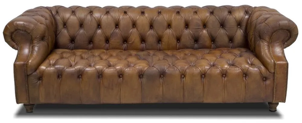 Casa Padrino divano Chesterfield di lusso in pelle 240 x 100 x A. 80 cm - Diversi Colori - Divano da soggiorno in vera pelle - Mobili Chesterfield Billig