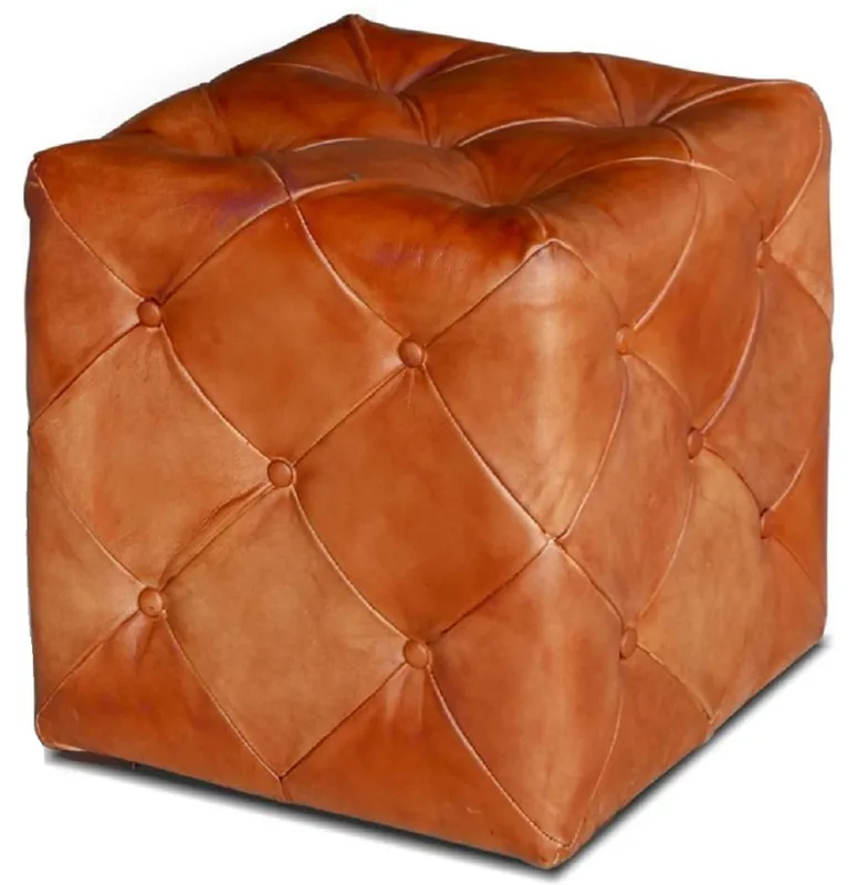 Casa Padrino sgabello Chesterfield di lusso in pelle 40 x 40 x A. 45 cm - Diversi Colori - Ottomana in vera pelle - Mobili Soggiorno Chesterfield Jetzt Kaufen