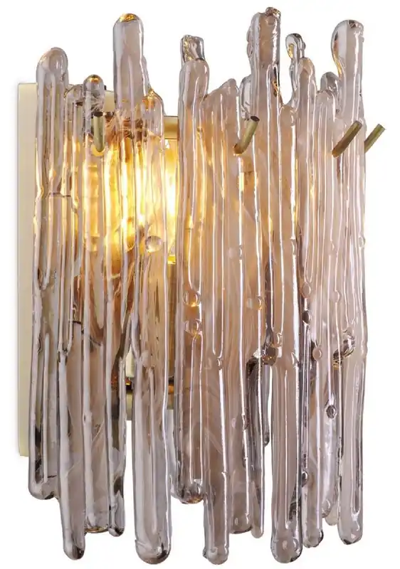 Casa Padrino lampada da parete di lusso ottone / grigio 25 x 15 x A. 23 cm - Elegante lampada da parete con paralume in vetro colorato - Luci di Lusso Top-Seller