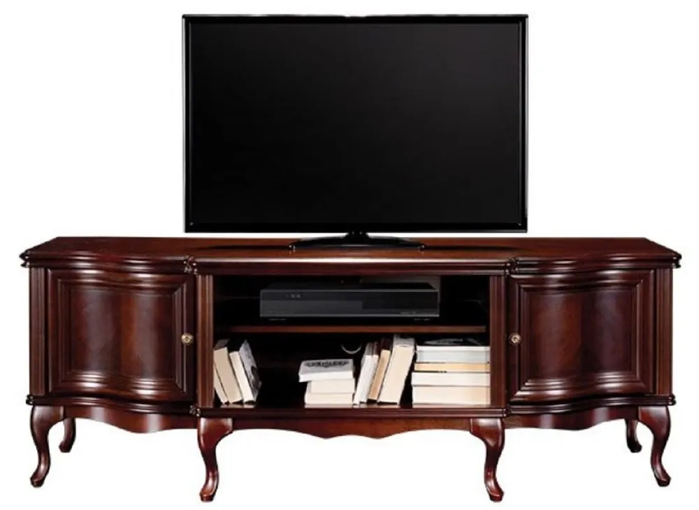 Casa Padrino Armadio TV Art Nouveau di lusso marrone scuro 176 x 48 x A. 63,1 cm - Elegante credenza in legno massello con 2 ante - Mobili da Soggiorno Barocco e Art Nouveau Must-Have