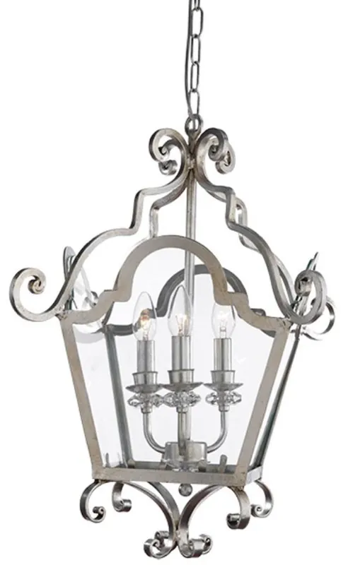 Kracherpreis Casa Padrino lampada a sospensione da soggiorno barocco di lusso argento 40 x 40 x A. 62 cm - Lanterna in metallo fatta a mano con vetro in cristallo Swarovski - Qualità di Lusso - Fatto in Italia