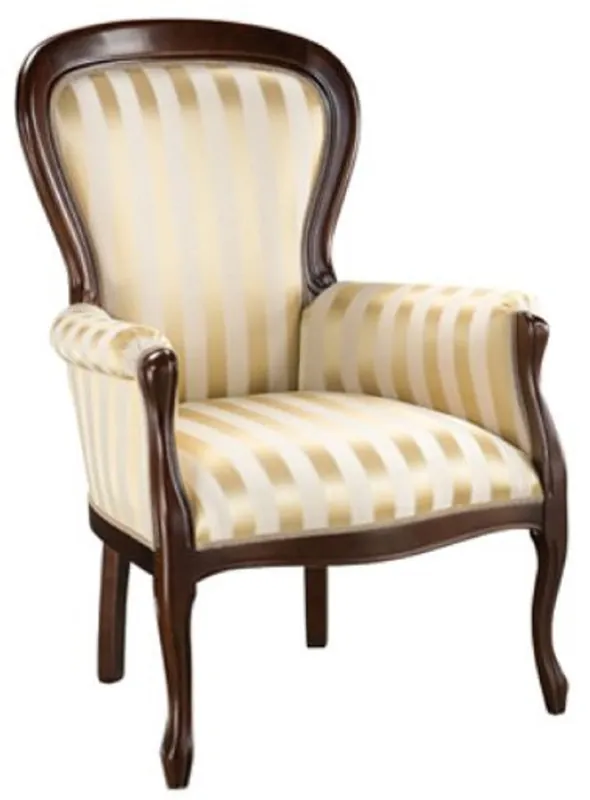 Casa Padrino poltrona barocca di lusso con strisce oro / marrone scuro 70 x 74 x A. 104 cm - Poltrona da soggiorno a righe in stile barocco - Mobile da soggiorno barocco Schnäppchen