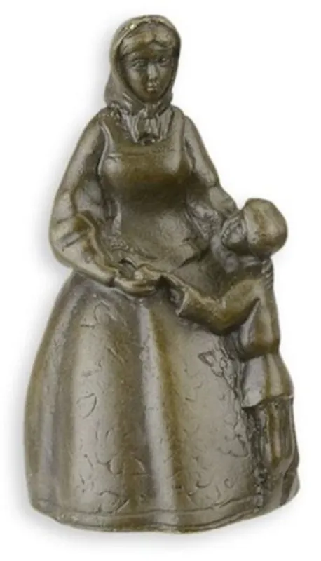 Casa Padrino campanello da tavolo Art Nouveau donna con bambino bronzo Ø 3,9 x A. 6,9 cm - Campanello di Servizio Campana in Bronzo - Accessori Hotel e Catering Wochenendangebot