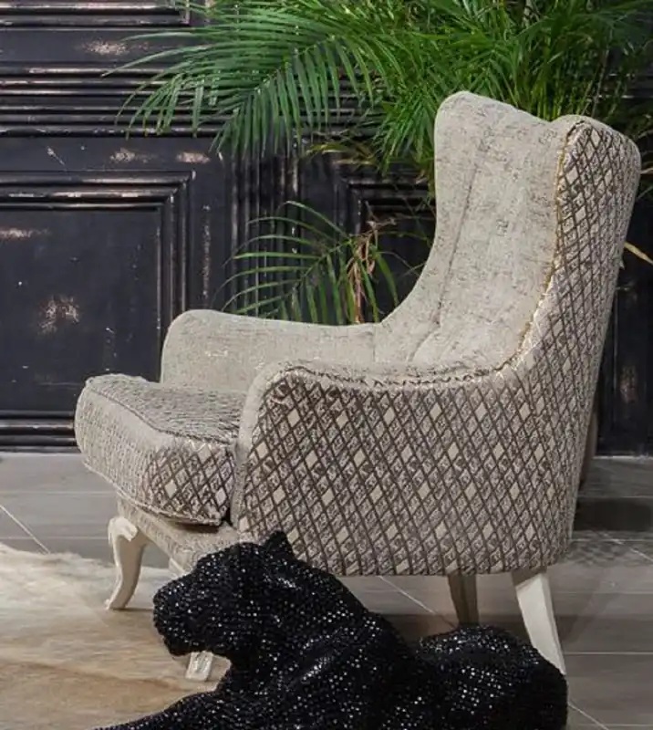 Casa Padrino poltrona barocco di lusso grigio chiaro / bianco / oro - Poltrona da soggiorno elegante con motivo - Mobili da soggiorno in stile barocco Billig