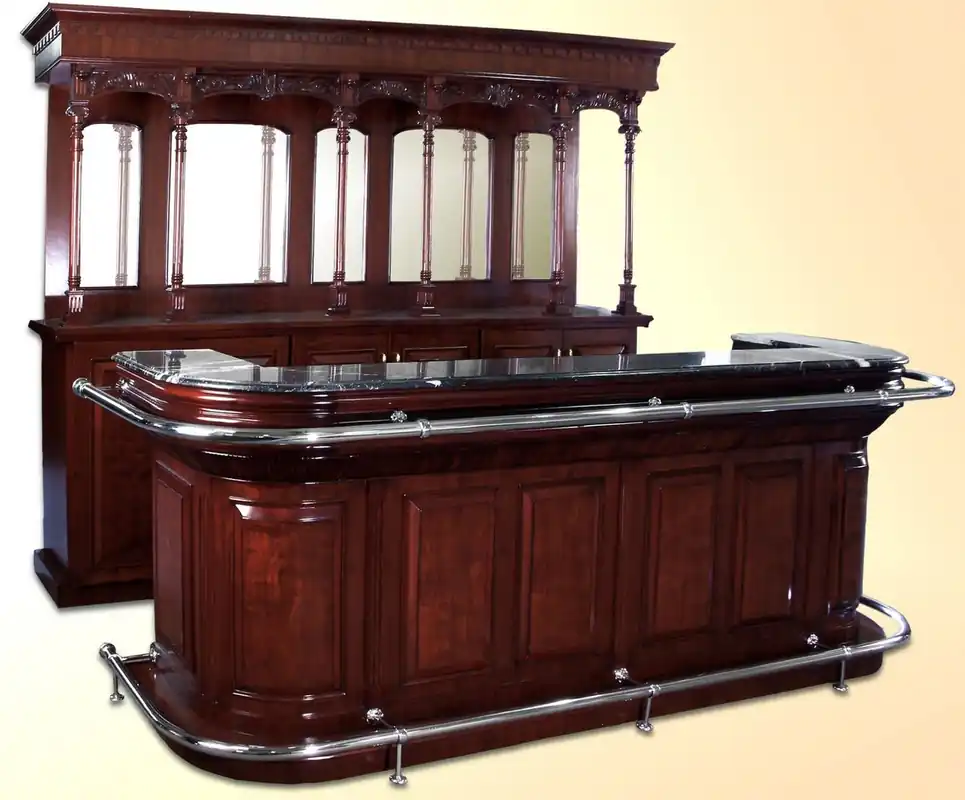 Billig Casa Padrino cocktail bar di lusso con piano in marmo marrone scuro / nero / argento 279,4 x A. 223,5 cm - Bar in legno massello - Mobili da Bar - Mobili Hotel e Ristorante