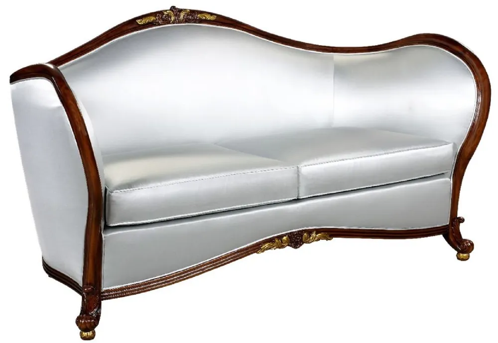 Billig Casa Padrino divano barocco di lusso argento / marrone scuro / oro - Magnifico divano in stile barocco da soggiorno - Mobili da soggiorno in stile barocco - Nobile e Magnifico