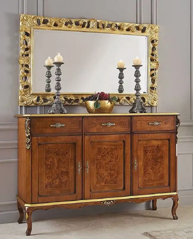 Casa Padrino set di mobili barocco di lusso marrone / oro - 1 Credenza e 1 Specchio da Parete - Mobili Barocchi - Qualità di Lusso - Fatto in Italia Günstig