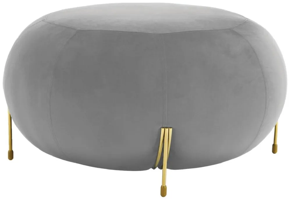 Casa Padrino sgabello rotondo in velluto di lusso grigio / oro Ø 80 x A. 40 cm - Sgabello rotondo moderno - Sgabello da soggiorno - Mobili soggiorno moderni Jetzt Kaufen