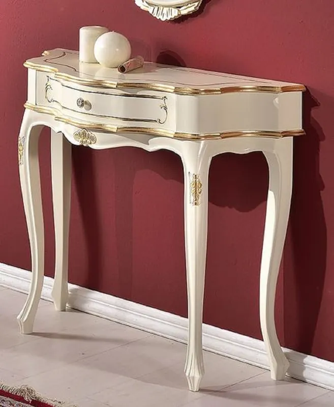 Sale Casa Padrino consolle barocco di lusso bianco / oro - Consolle in legno massello fatto a mano - Mobile Barocco - Qualità di Lusso - Fatto in Italia