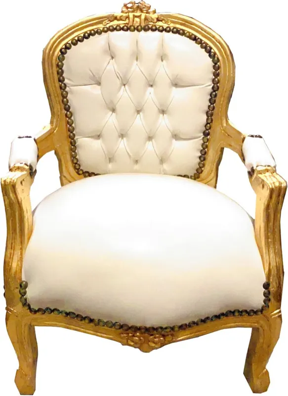 Neue Kollektion Sedia per bambini barocca Casa Padrino similpelle bianca / oro - mobili per bambini in stile antico sedia per bambini
