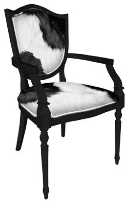 Wochenendangebot Casa Padrino sedia da pranzo Art Deco bianco / nero - Sedia in legno massello con braccioli - Mobili per Sala da Pranzo Art Deco