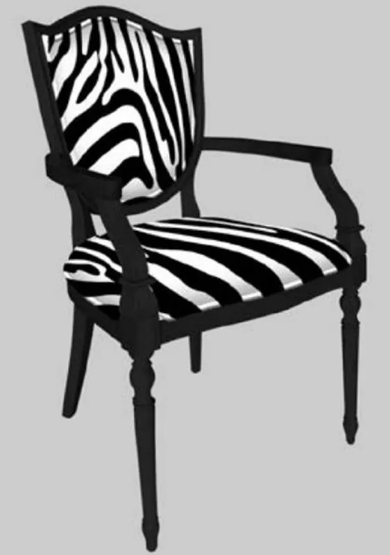 Casa Padrino sedia da pranzo Art Deco con braccioli bianco / nero - Elegante sedia in legno massello con motivo zebrato - Mobili per Sala da Pranzo Art Deco Heißes Angebot