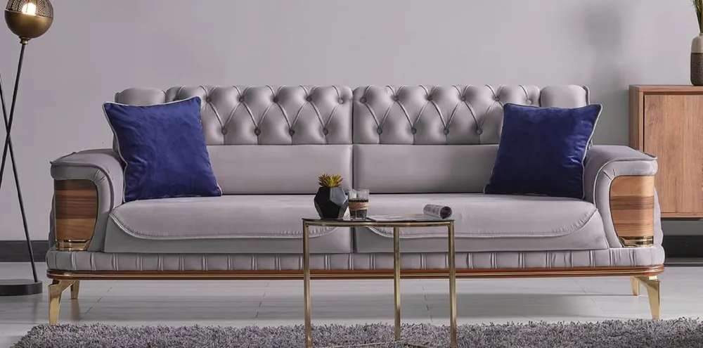 Casa Padrino divano letto di lusso grigio / marrone / oro 232 x 92 x A. 85 cm - Divano soggiorno con 2 cuscini - Mobili soggiorno di lusso Online Kaufen