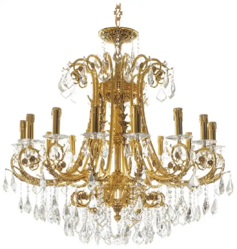 Casa Padrino lampadario barocco di lusso in cristallo oro Ø 100 x A. 90 cm - Magnifico lampadario in ottone con finissimo cristallo - Luci Barocche Aktuell