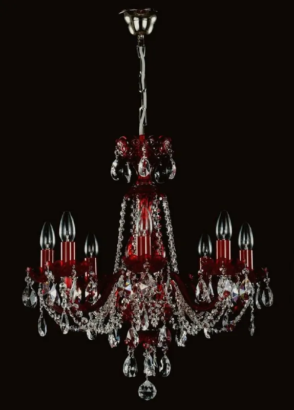 Knallerangebot Casa Padrino lampadario barocco di lusso in cristallo rosso / argento Ø 57 x A. 55 cm - Magnifico lampadario in ottone con vetro in cristallo di Boemia - Nobile & Magnifico