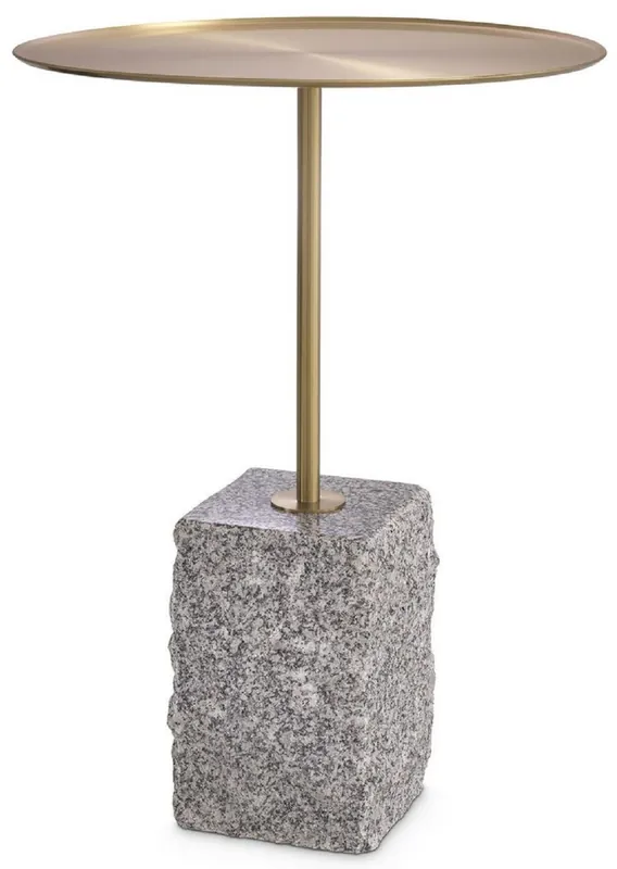 Casa Padrino tavolino di lusso ottone / grigio Ø 45 x A. 63 cm - Tavolo rotondo in acciaio inox con base in granito - Mobili Soggiorno - Mobili Hotel - Mobili di Lusso Preis Gesenkt