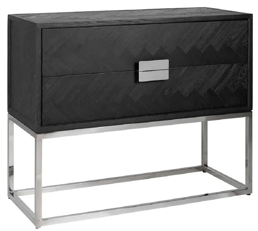Casa Padrino cassettone di lusso in legno massello con 2 cassetti nero / argento 108 x 45 x A. 87 cm - Mobili Soggiorno - Mobili Hotel - Collezione di Lusso Neu Im Sortiment