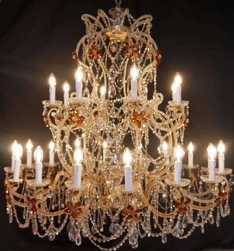 Casa Padrino lampadario barocco di lusso in vetro cristallo arancio / oro Ø 110 x A. 120 cm - Lampadario Hotel e Ristorante - Nobile e Magnifico - Qualità di Lusso - Fatto in Italia Neuheit