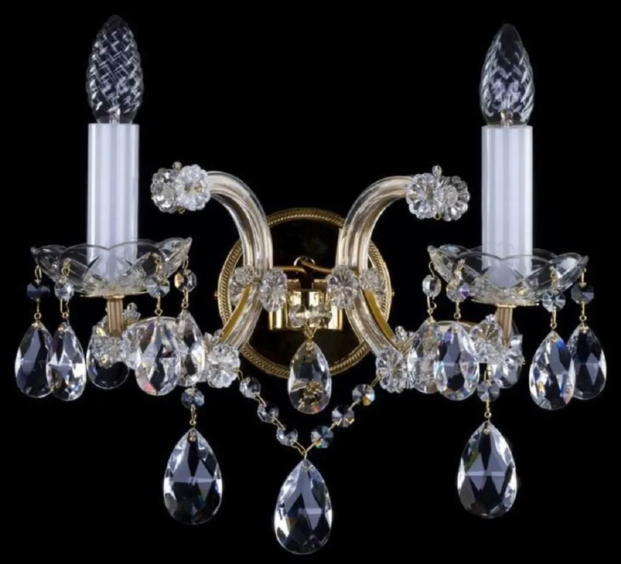 Casa Padrino lampada da parete barocco di lusso doppia in cristallo oro 33 x 21 x A. 34 cm - Magnifica lampada da parete con vetro cristallo di Boemia - Nobile e Magnifica Preis Gesenkt