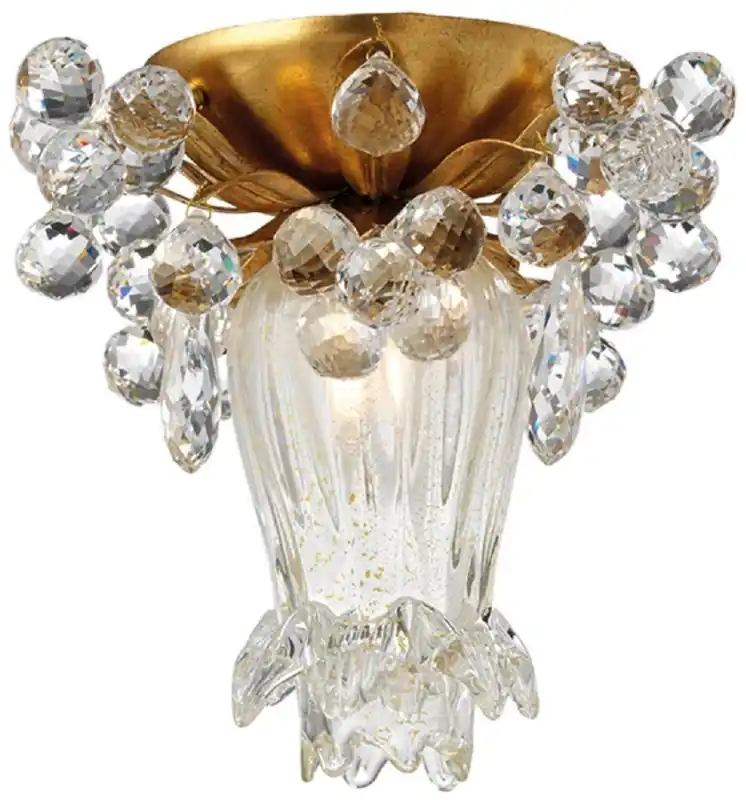 Super-Preis Casa Padrino lampada di copertura led di lusso oro Ø 15 x A. 17 cm - Lampada di copertura con nobile cristallo Swarovski - Lampada di copertura per soggiorno - Lampada di copertura per hotel