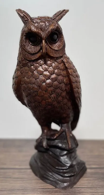 Casa Padrino scultura in bronzo di lusso gufo 15 x 15 x A. 37 cm - Figura decorativa - Decorazione soggiorno - Decorazione scrivania Neue Kollektion