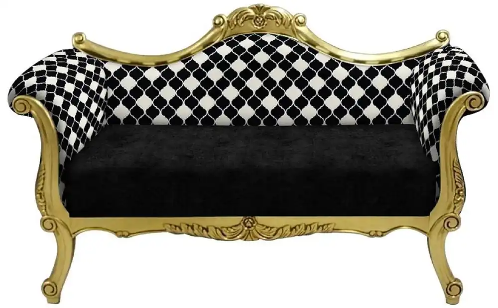 Casa Padrino divano barocco con motivo nero / bianc / oro - Divano da salotto in stile barocco fatto a mano - Mobili da soggiorno barocco Preisreduziert