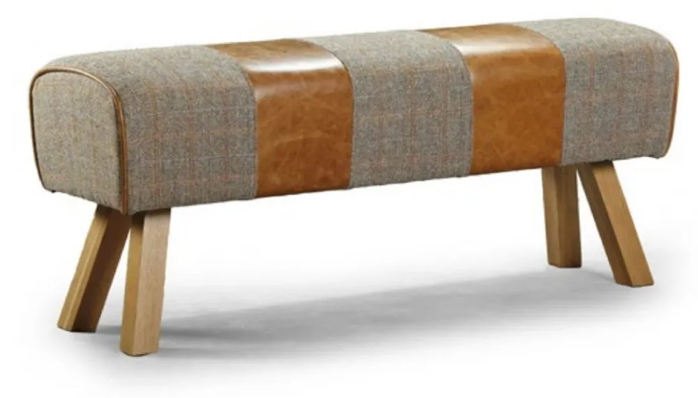 Casa Padrino panca di lusso grigio / marrone / naturale 132 x 37 x A. 53 cm - Panca in legno massello in ottica panca da ginnastica - Mobile soggiorno Geprüft