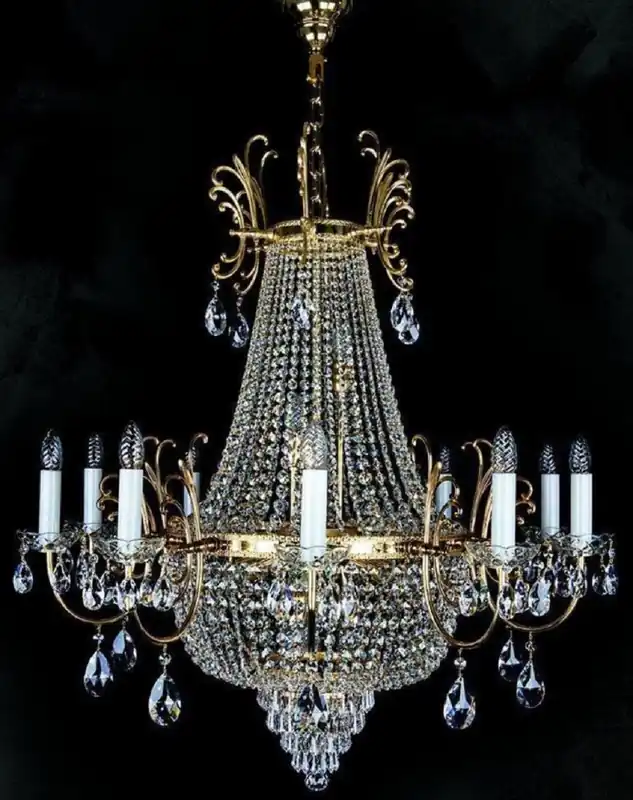 Jetzt Bestellen Casa Padrino lampadario in cristallo barocco di lusso oro Ø 100 x A. 105 cm - Magnifico lampadario in ottone con vetro in cristallo di Boemia - Nobile & Magnifico