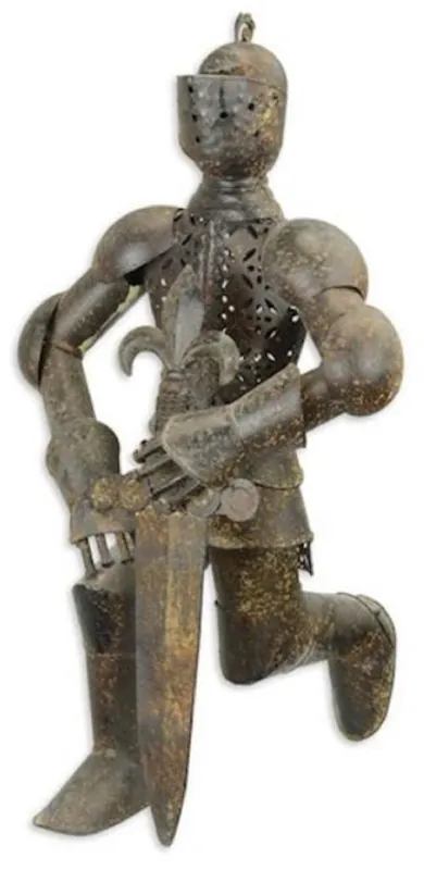 Casa Padrino armatura da cavaliere medievale grigio / ruggine 38,3 x 39,2 x A. 66,7 cm - Cavaliere in metallo con spada - Accessori decorativi medievali Finale Aktion