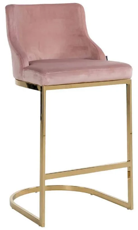 Casa Padrino sedia da bar di lusso rosa / oro 48 x 49 x A. 103 cm - Sgabello da bar imbottito con velluto nobile e gambe in acciaio inossidabile - Mobili da bar di lusso Neu Im Sortiment