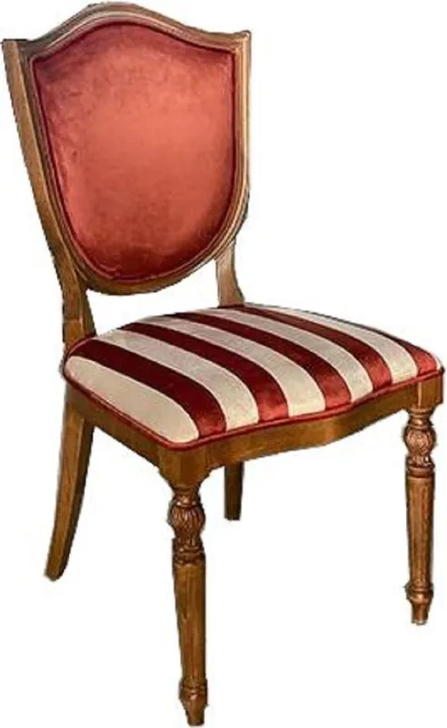 Highlight Casa Padrino sedia da pranzo Art Deco bordeaux rosso / bianco / marrone - Elegante sedia in legno massello con strisce - Mobili per Sala da Pranzo - Mobili Art Deco